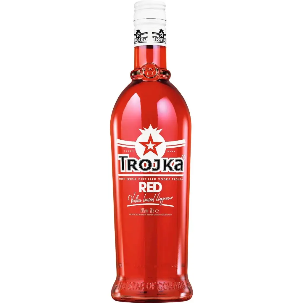  2 Bilder Vodka Likör Trojka Red 70 cl